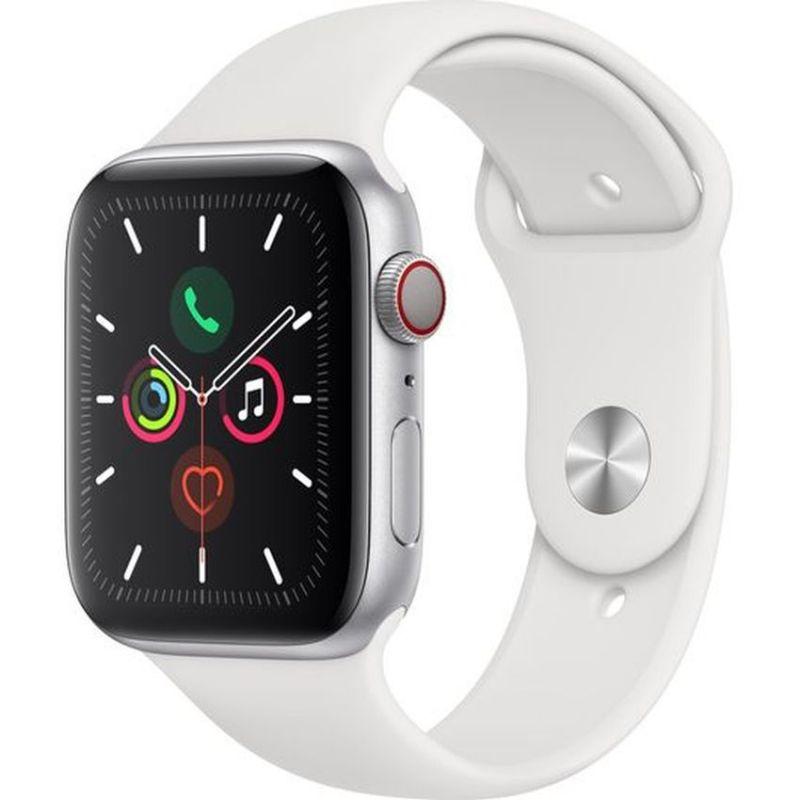 Apple Watch Series 5 44 mm Aluminum GPS + Cellular silver Sport Band white MWWC2B/A
