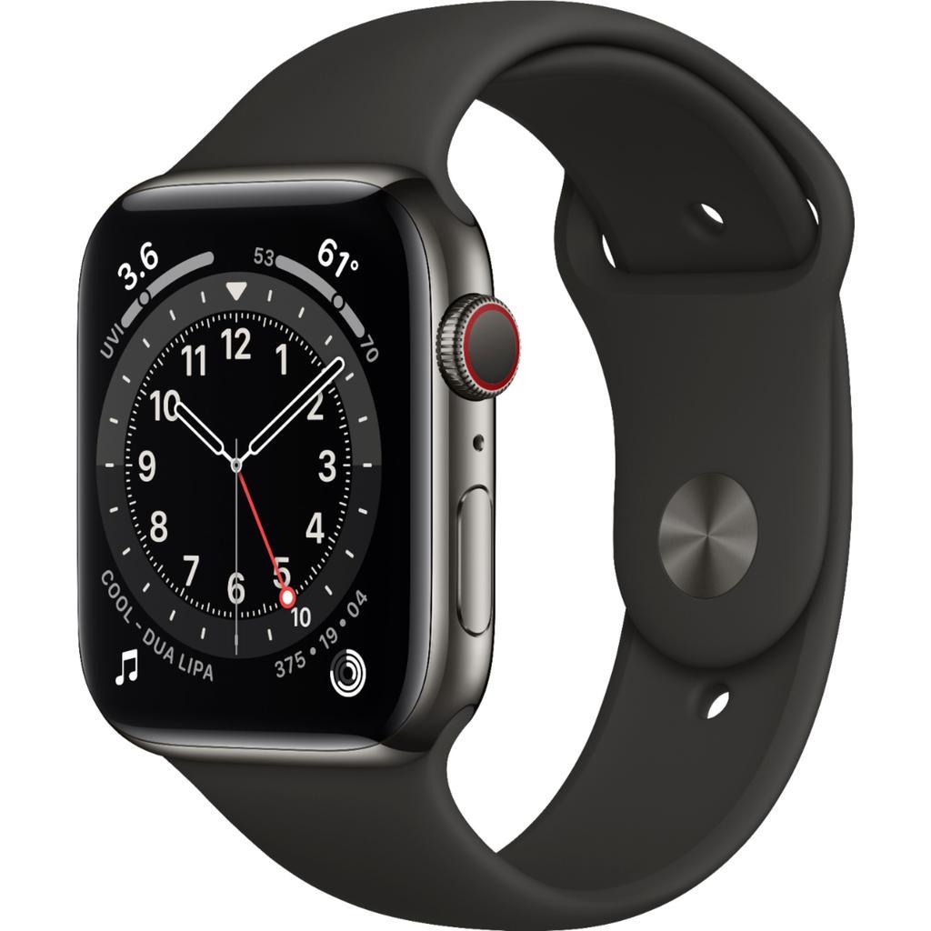 Apple Watch Series 6 44mm GPS 4G Graphite Stainless Steel Black Sport band
