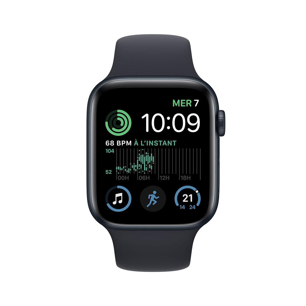 APPLE Watch SE 40mm Cellular (2022) Midnight with Midnight Sports Band side. front main
