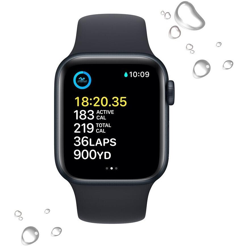 APPLE Watch SE 40mm Cellular (2022) Midnight with Midnight Sports Band side. front