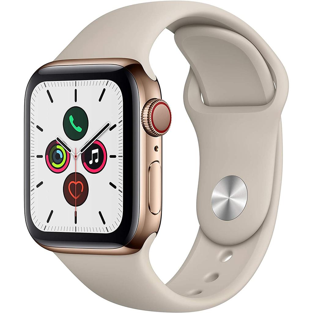 Apple Watch Series 5 (2019) 44 mm Aluminum GPS gold Sport Band white side